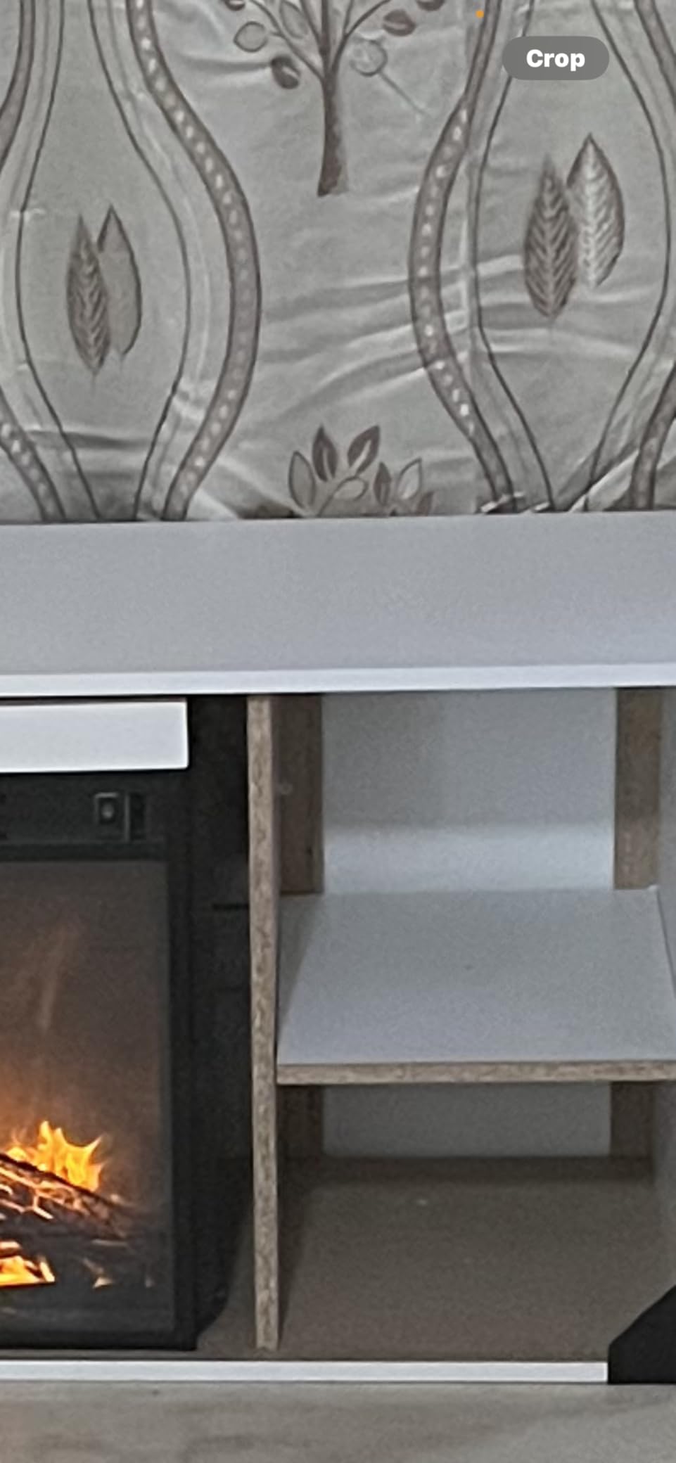 Furinno Jensen Fireplace Entertainment Center TV Stand with Open Storage for TV up to 55 Inch, French Oak Grey customer photo 1