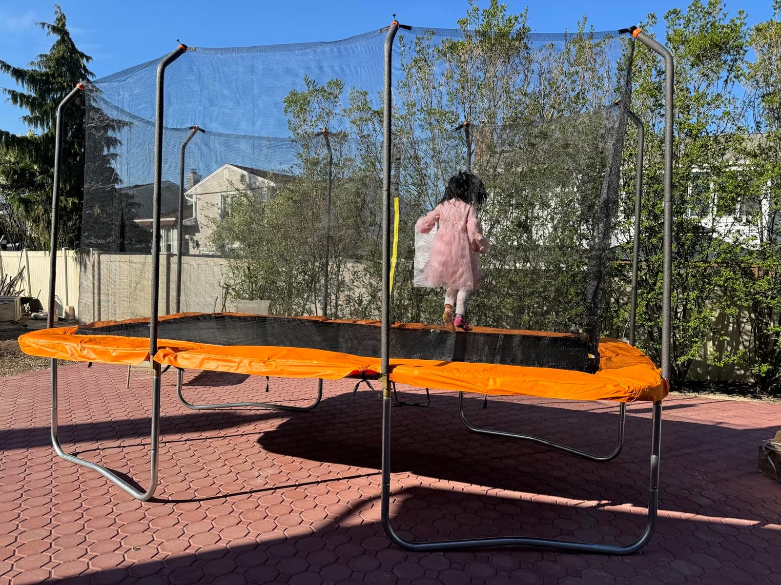 Goplus 8FT x 14FT Rectangular Trampoline, 440LBS Bearing Recreational Trampolines w/Enclosure Net & Non-Slip Ladder, Waterproof Pad, ASTM Approved Bounce, Trampoline Outdoor for Kids Adults customer photo 1