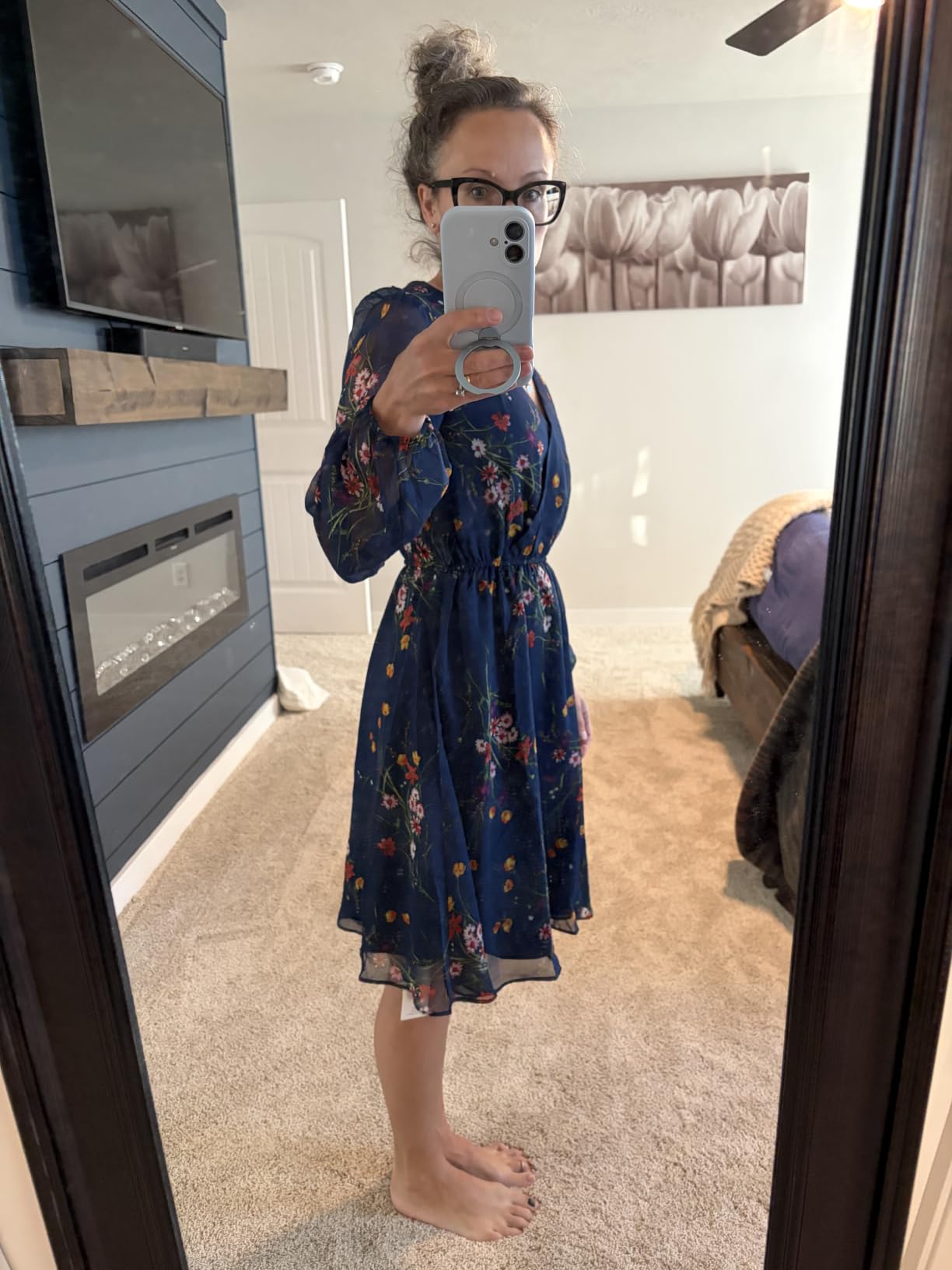 CUPSHE Womens Fall Floral Dress Boho Vacation Mini Wedding Guest Dresses customer photo 2