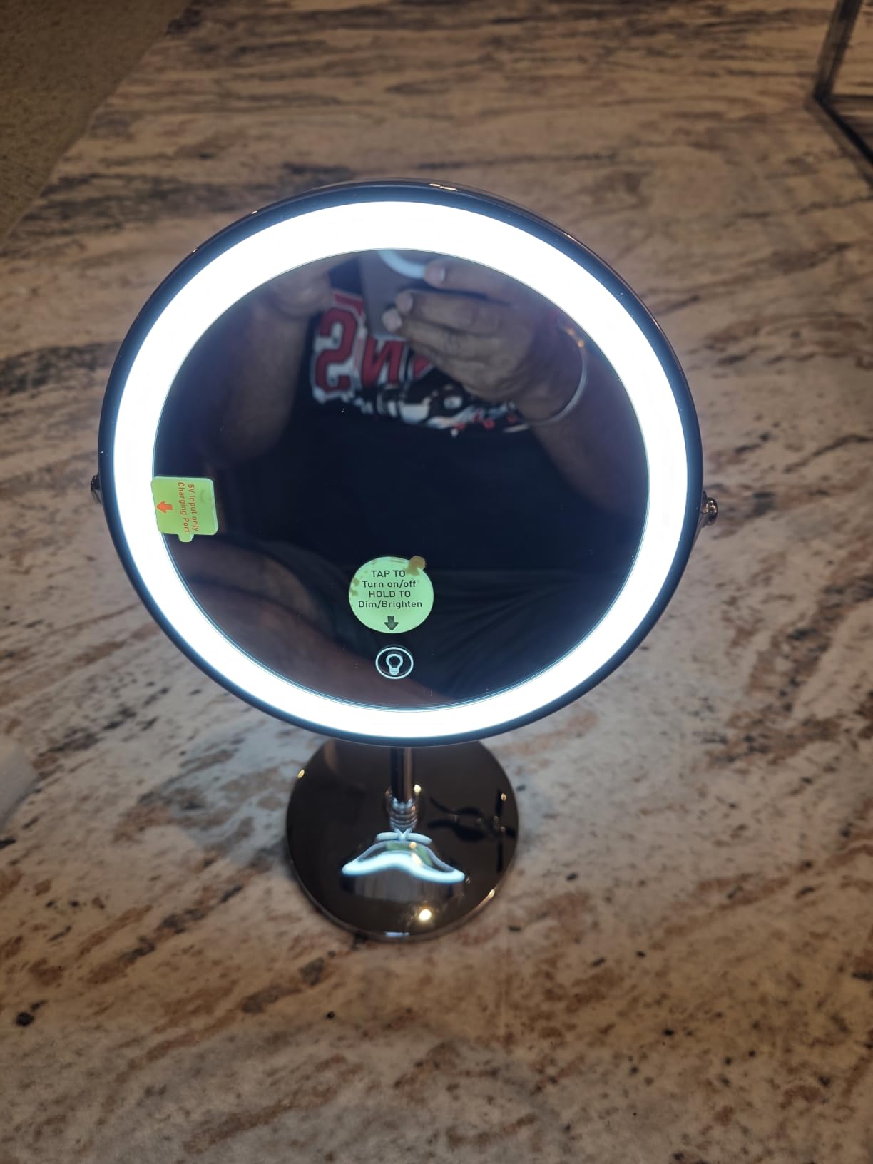 DEIOVWXS Makeup Mirror, Rechargeable Vanity Mirror with 3 Lights, 1X/10X customer photo 1