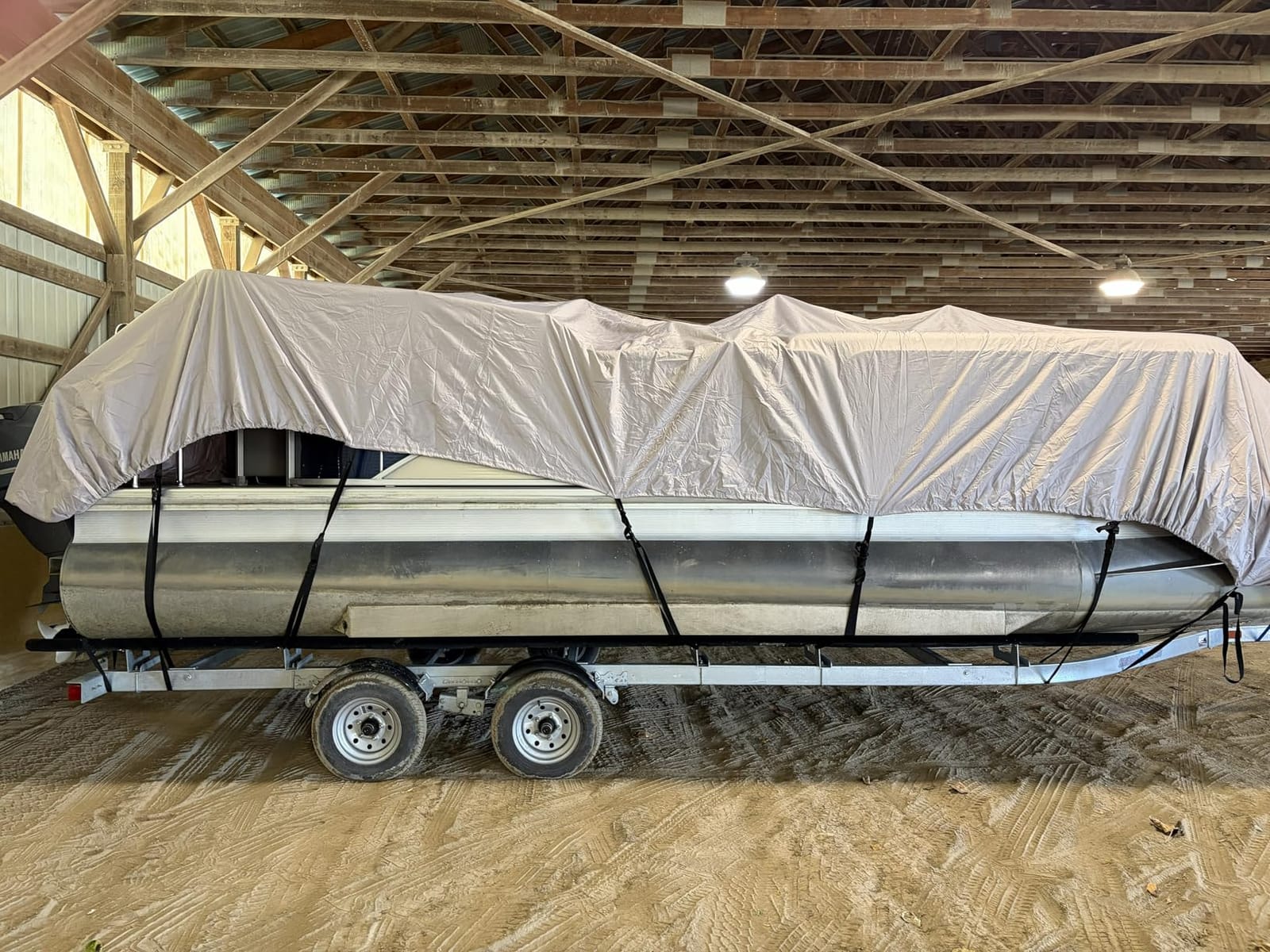 Solim 19-21FT Pontoon Boat Cover, 1200D Heavy Duty Waterproof, UV Resistant | Marine Grade Oxford Fabric, Tear Resistant, Double Stitching, Elastic Hem, Adjustable Tie-down Straps, Fits Up to 8 Ft Beam customer photo 2