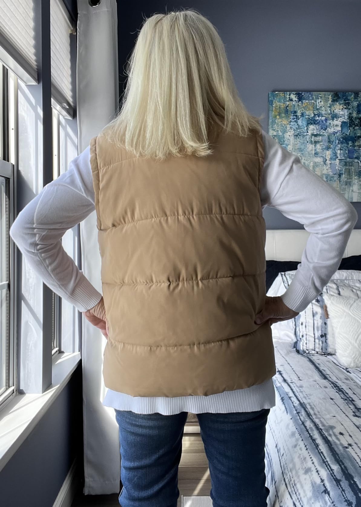 Athlisan Womens Zip Up Puffer Vest Stand Collar Sleeveless Padded Jacket Coat customer photo 2