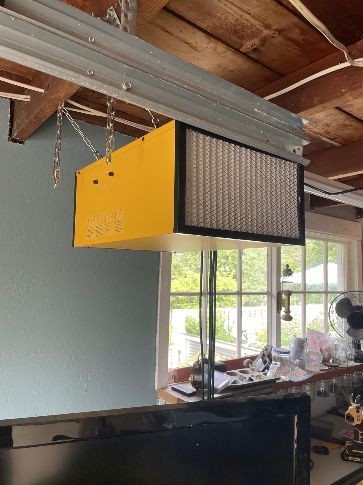 DEWALT Air Filtration System Dust Collector for Woodworking DWXAF101 | 3-Speed Hanging Ceiling Dust Collection Systems Remote Control 4 Modes 8H Time Setting 2 Stage Filtration for Garage/Workshop customer photo 2