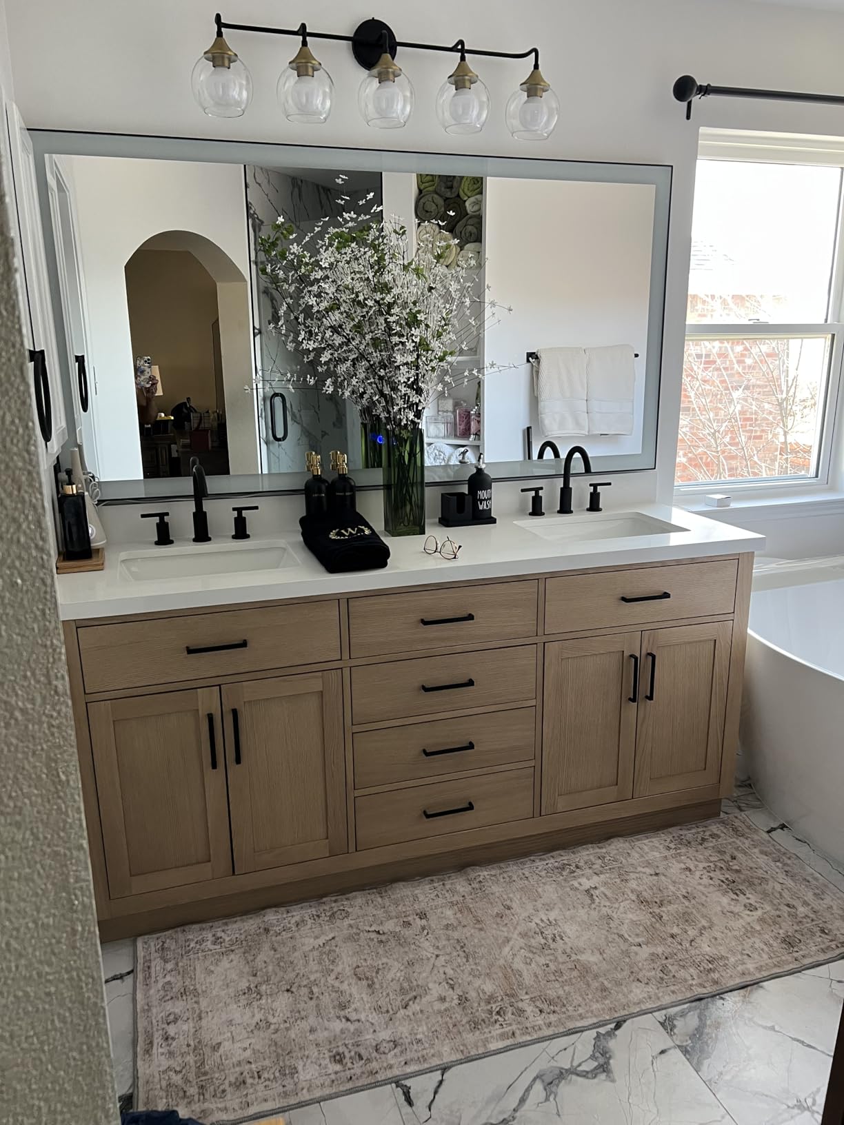 ARIEL Hepburn 72-inch Bathroom Vanity with Sink,Solid Wood, 1.5-inch Pure White Quartz Countertop & Backsplash, Double Rectangular Porcelain Sink, 4 Soft Closing Doors, 6 Dovetail Drawers, White customer photo 2