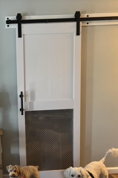 24in x 84in MDF Sliding Barn Door with 4ft Barn Door Hardware Kit & Handle customer photo 2