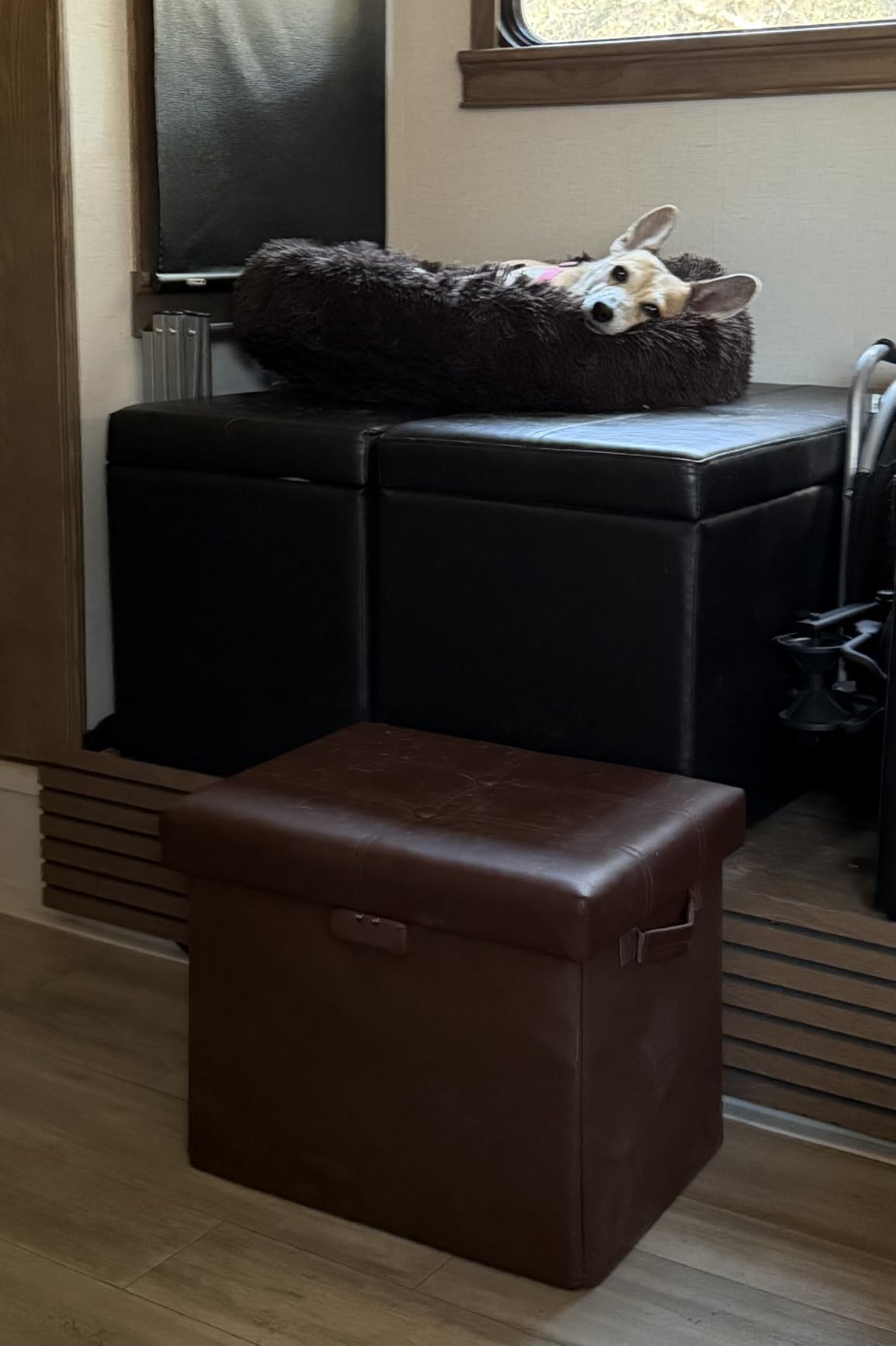 DocSafe Storage Ottoman with Lock,Fireproof Folding Ottoman Foot Rest Stool Storage Chest with Storage Safe for Important Documents,Waterproof 17 Inches Short Ottoman Foot Stool with Handles,Black customer photo 1