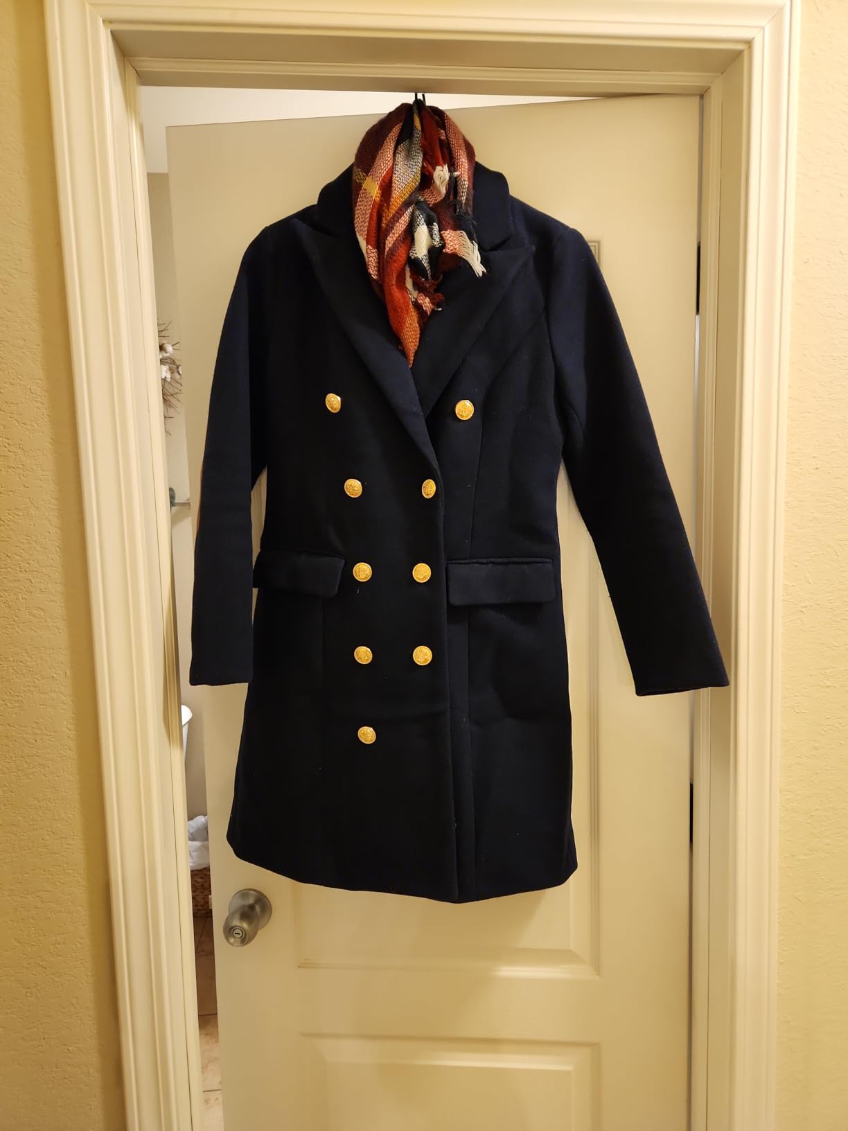 IDEALSANXUN Womens Fall Winter Wool Coats Double Breasted Midi Peacoat Trench Coats customer photo 1
