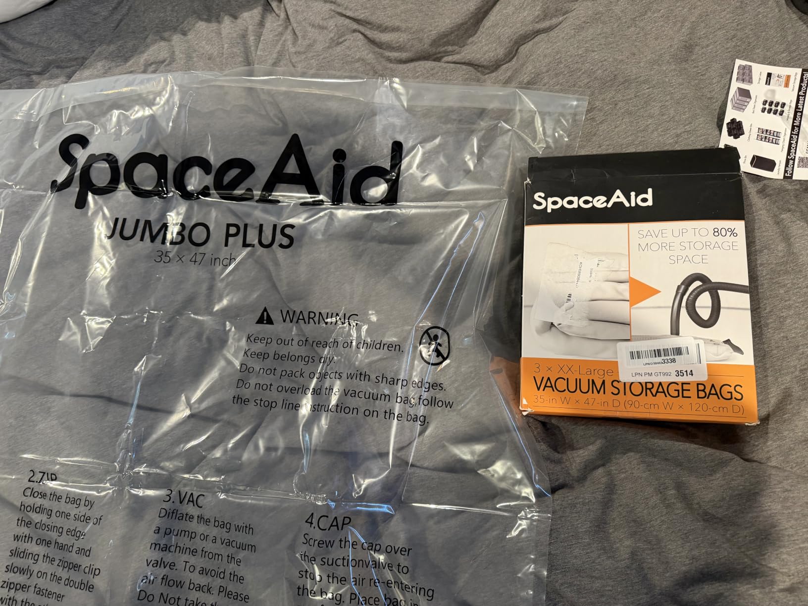 SpaceAid Jumbo Vacuum Storage Bags, Space Saver Sealer Compression Bags for Comforters, Blankets, Pillows, Bedding, Clothes (X-Large 3 Pack) customer photo 2