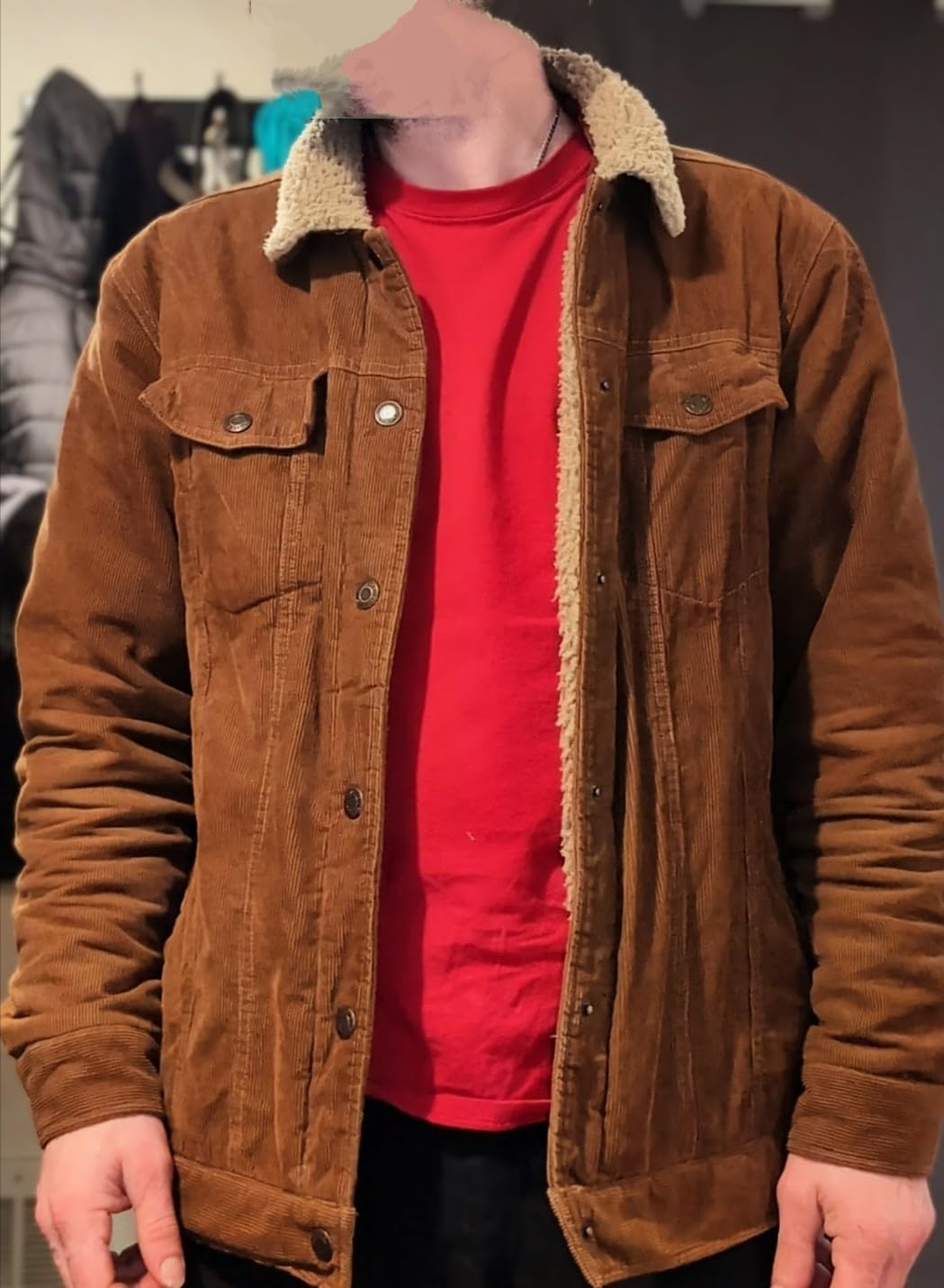 MAGCOMSEN Men's Corduroy Jacket Winter Sherpa Lined Warm Thick Coat customer photo 2