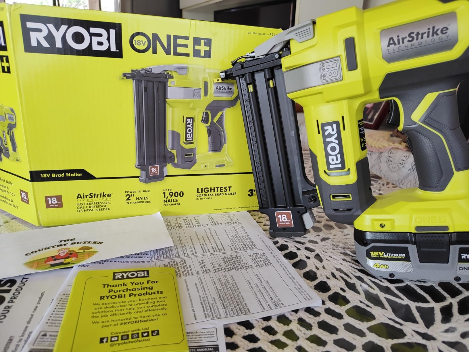 Ryobi 18V ONE+ 18-Gauge Cordless Airstrike Brad Nailer (Tool Only) P321 | Battery and Charger Sold Separately customer photo 1