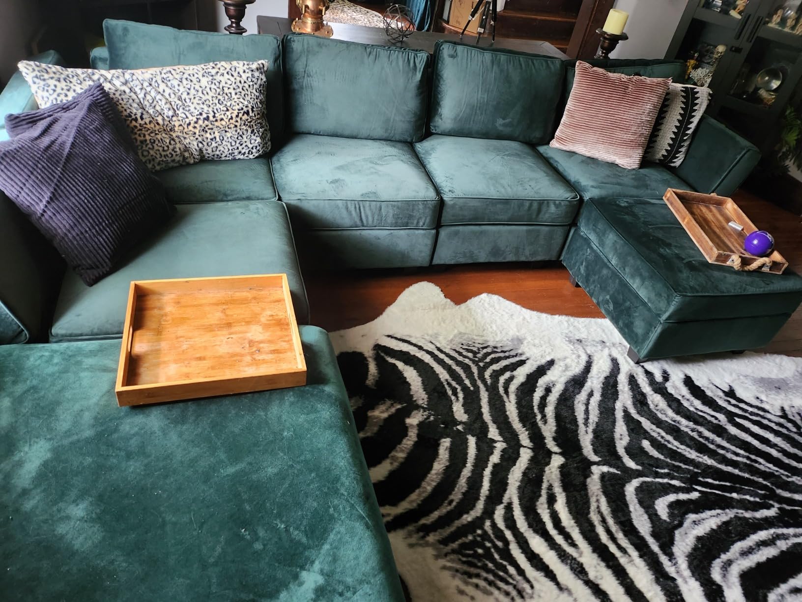 Belffin Modular Velvet Sectional Sofa with Chaise Lounge Sectional Sleeper Sofa with Storage Chaise Bed Couch for Living Room Green customer photo 1