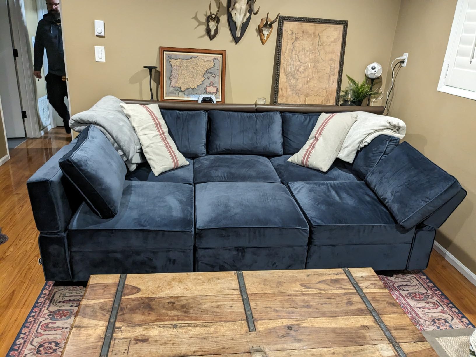 Belffin Modular Velvet Sectional Sofa with Chaise Lounge Sectional Sleeper Sofa with Storage Chaise Bed Couch for Living Room Green customer photo 2