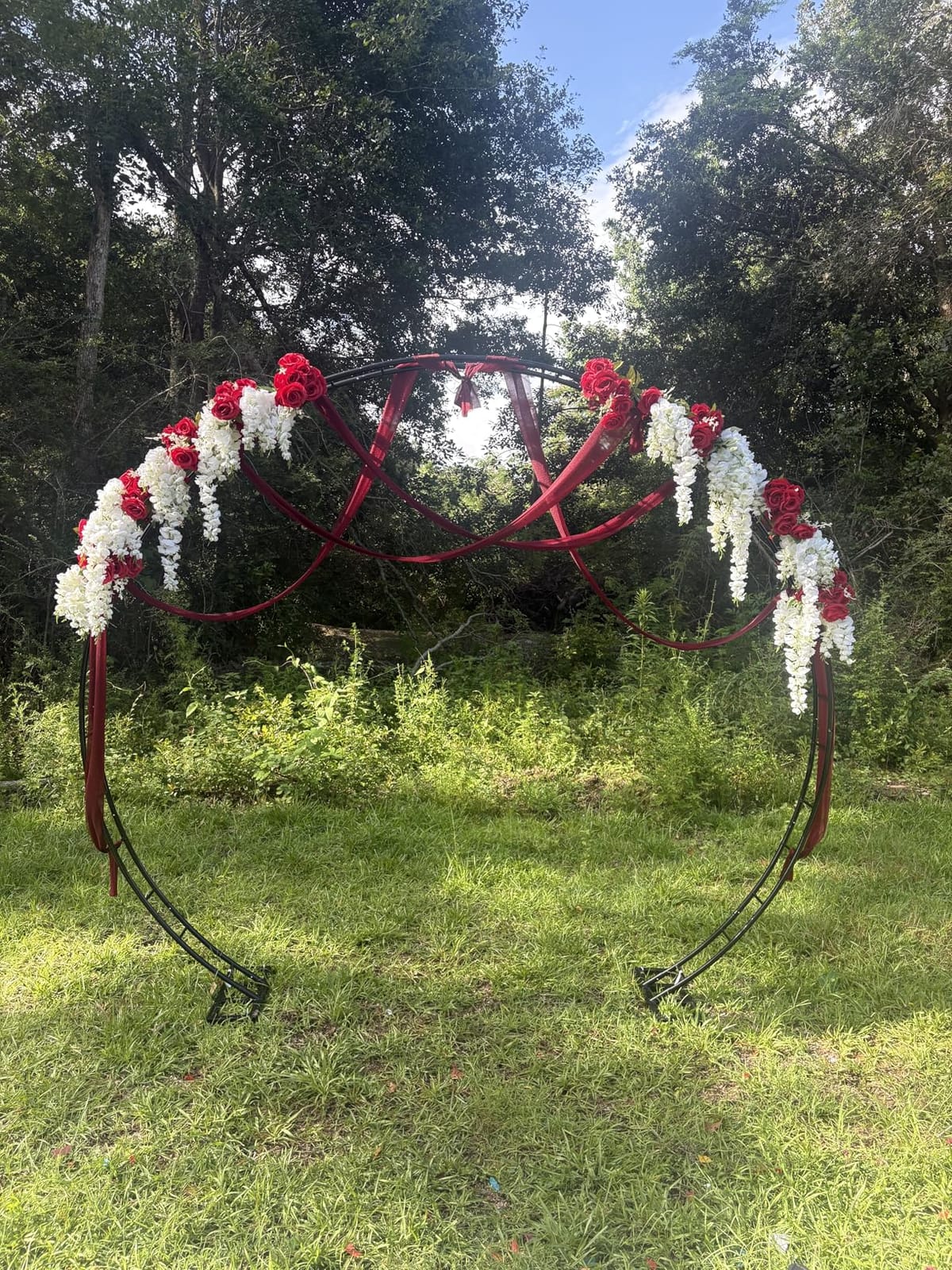 Queension Extra Large Garden Arch 7.2Ft Wide 9.2Ft High, Black customer photo 1
