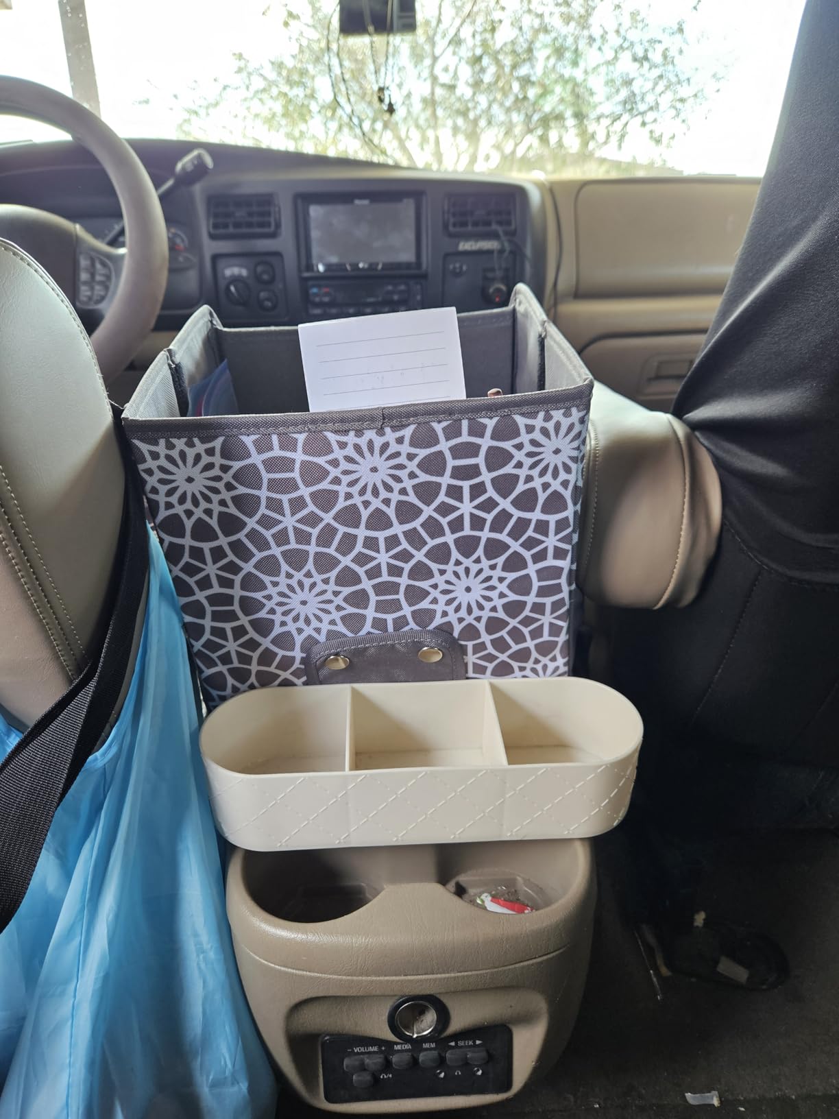 MULISOFT Car Backseat Organizer with 11 Compartments & 2 Cup Holders, Black | Made from durable Oxford fabric with a waterproof surface, anti-slip buckles, and a foldable design for easy storage. customer photo 1