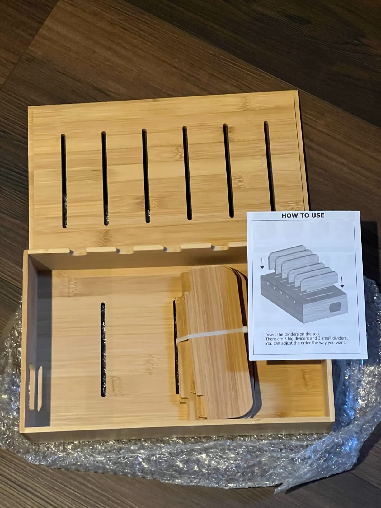 SpaceAid Bamboo Charging Station for Multiple Devices, Cell Phone Docking Stations for Multi Laptop, Tablets and iPads, Nightstand Bedside Desk Device Charger Organizer (Natural) customer photo 2