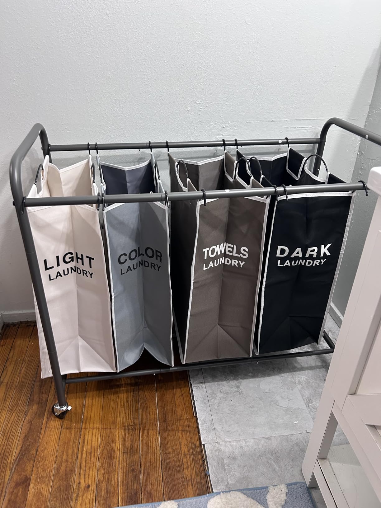 ROMOON Laundry Hamper Sorter Cart, 4-Section Organizer with Lockable Wheels customer photo 2