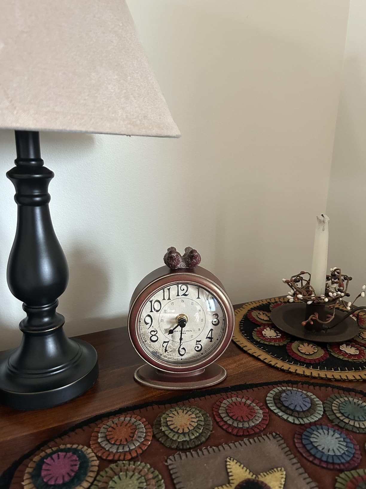 Creative Co-Op Vintage Pewter Mantel Clock with Birds, Distressed Brown customer photo 1