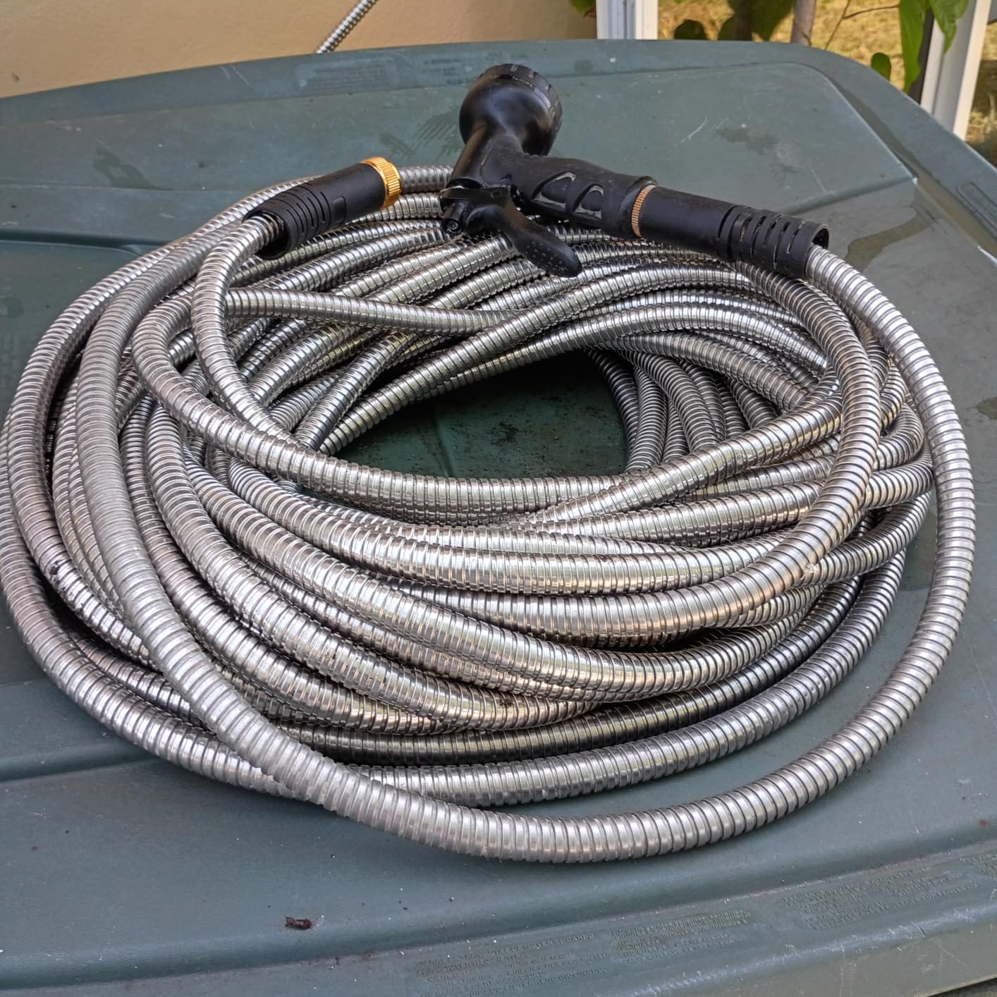 Rcfunkid Garden Hose 100FT No-Kink Metal Hose With 10 Function Nozzle Tough customer photo 2