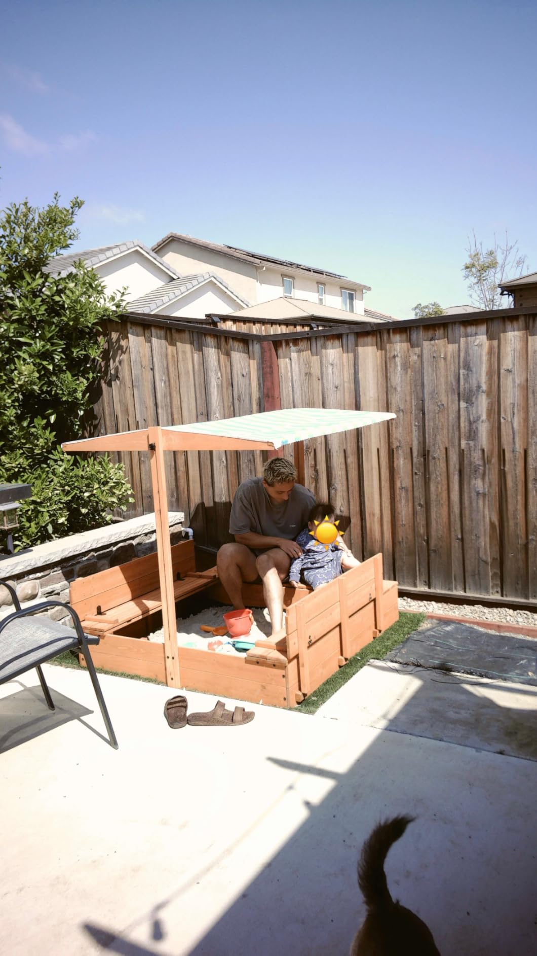 Agitree Wooden Sandbox with Lid and Canopy for Kids Ages 3-8, 47