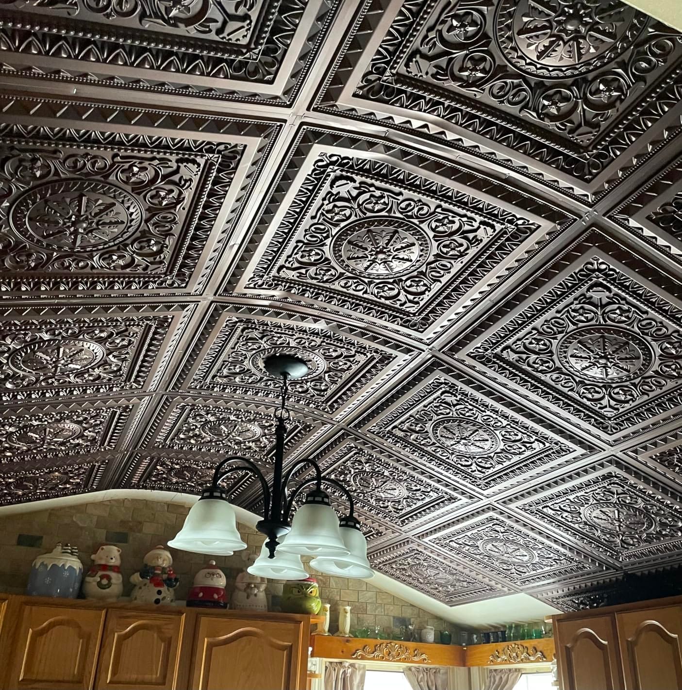 Art3d 12-Pack PVC Drop Ceiling Tiles, 2 x 2 ft, Antique Copper customer photo 2