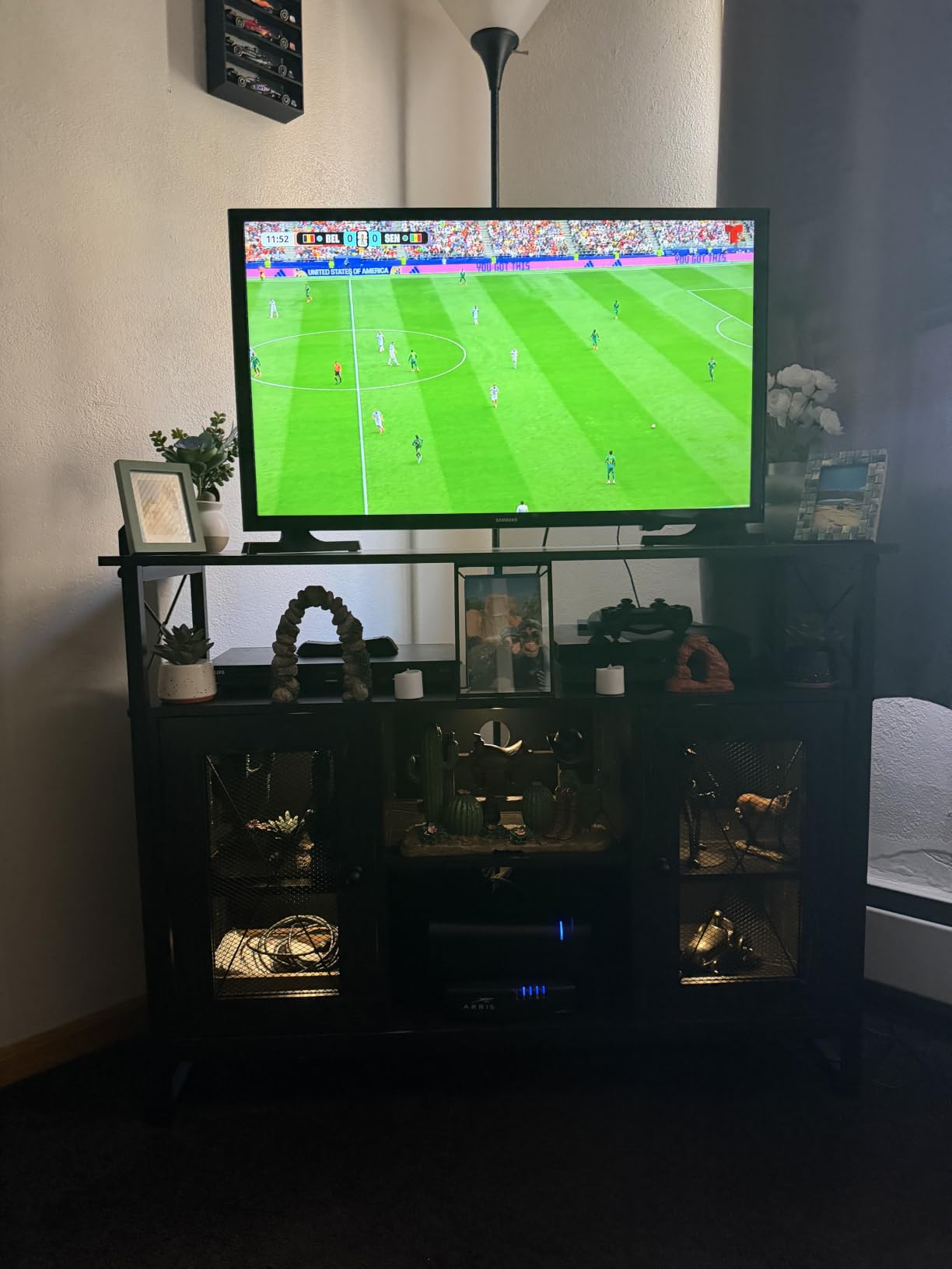 WLIVE TV Stand 55 inch TV, Tall Entertainment Center with Storage, Farmhouse Industrial TV Console for Bedroom Living Room, Rustic Brown customer photo 1