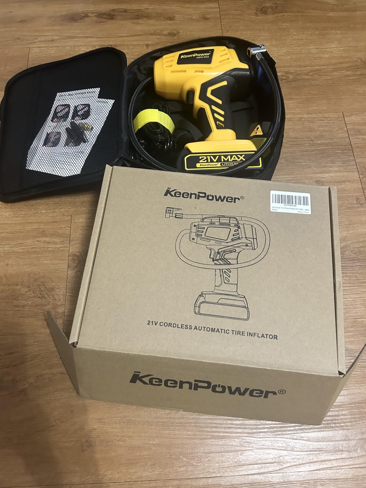 KeenPower Tire Inflator Portable Air Compressor 21V Battery Powered 160PSI | Dual Power Supply, Auto Shut-Off, Digital Pressure Gauge, Super Faster Inflation Air Pump for Car Motorcycle Bike Ball Gift customer photo 1