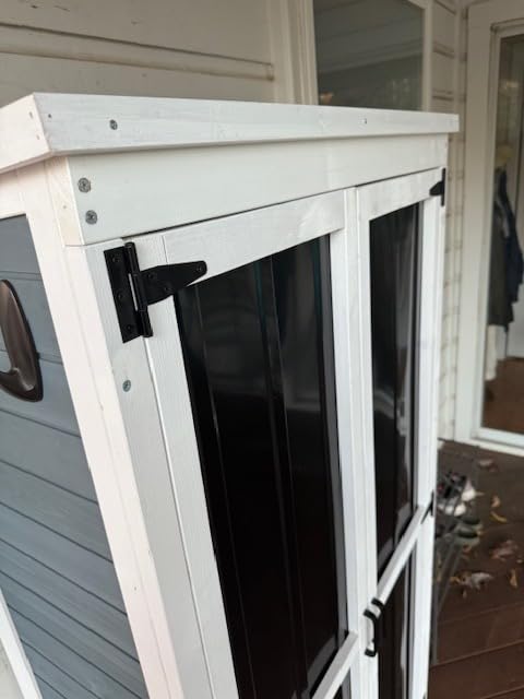 GDLF Outdoor Storage Cabinet, Wood & Metal Garden Shed, Tall Tool Organizer customer photo 2
