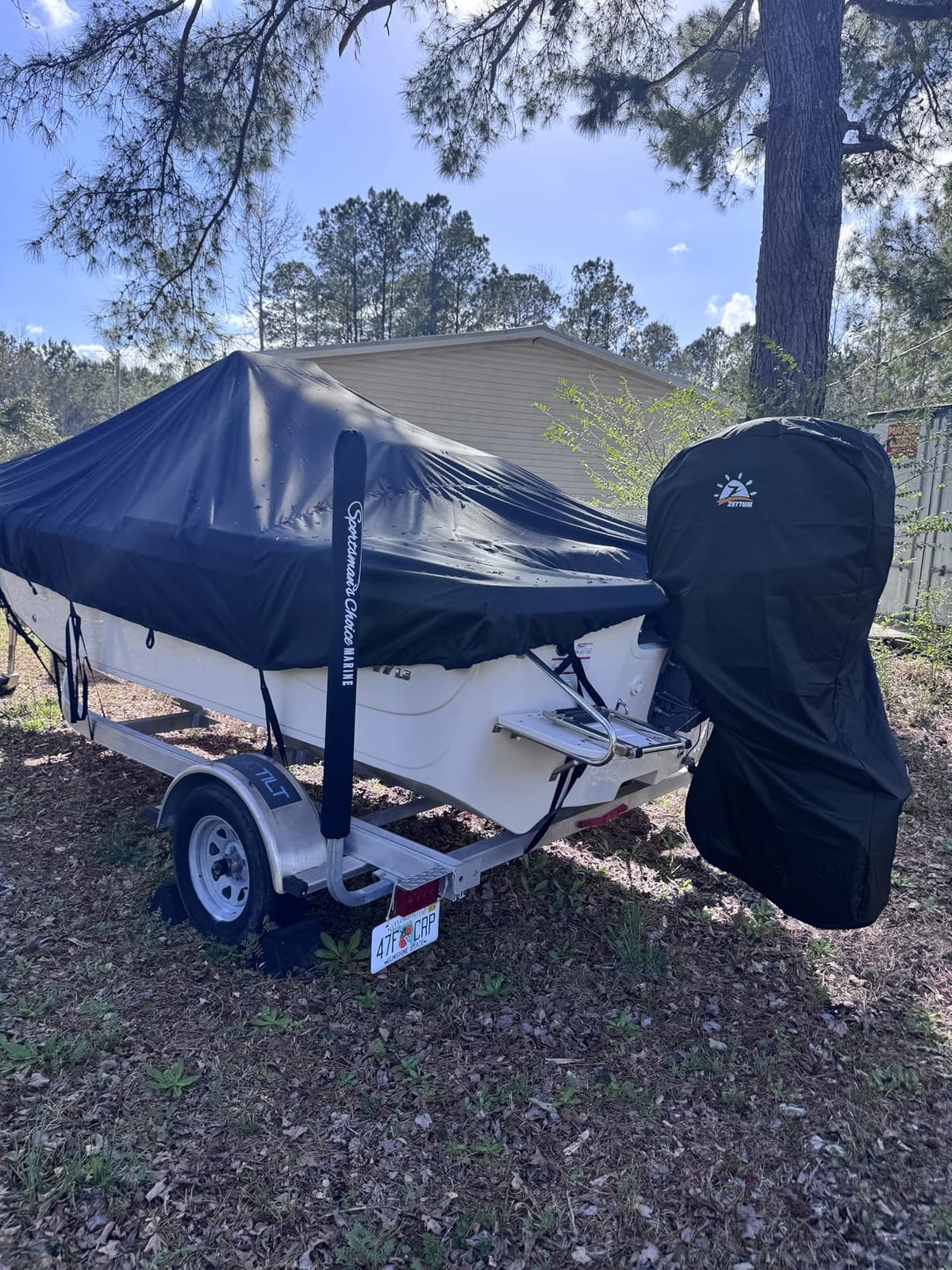Solim 17'-19' Center Console Boat Cover, 1300D PU Waterproof Trailerable | Marine Grade Oxford Fabric, UV & Tear Resistant, Double Stitching, Elastic Hem,Adjustable Windproof Strap for Mooring/Storage customer photo 1