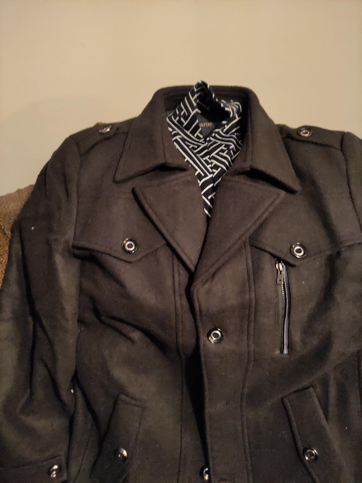 INVACHI Men's Wool Blend Winter Trench Coat, Single Breasted Pea Coat customer photo 1