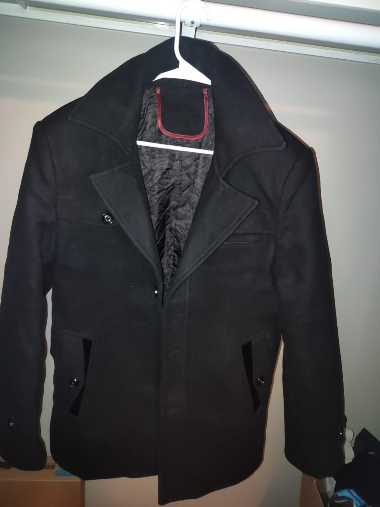 INVACHI Men's Wool Blend Winter Trench Coat, Single Breasted Pea Coat customer photo 2