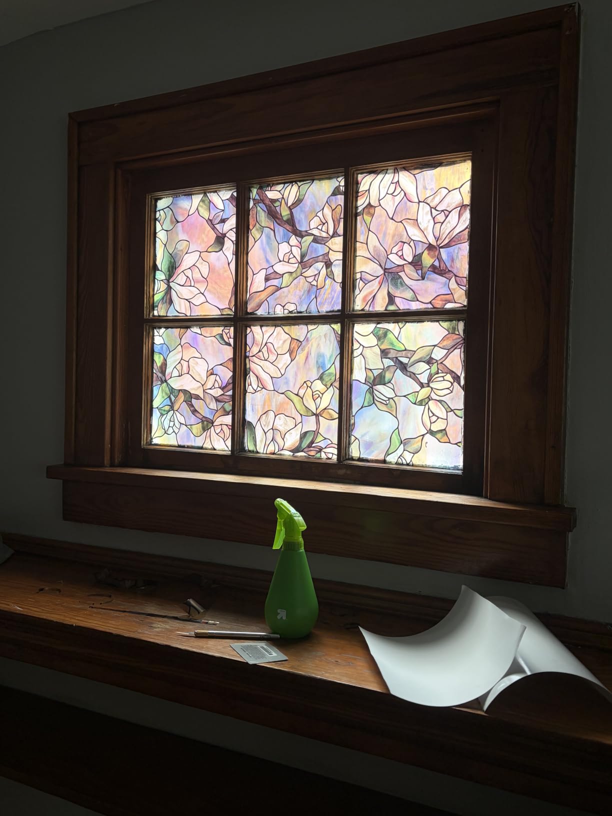 Sunset Window Privacy Film by Artscape - Decorative Stained Glass Design, Static Cling, Blocks Views, Not Light, UV Protection, Durable in Heat, Cold, and Humidity, Made in USA - 24 x 36 Inch customer photo 2