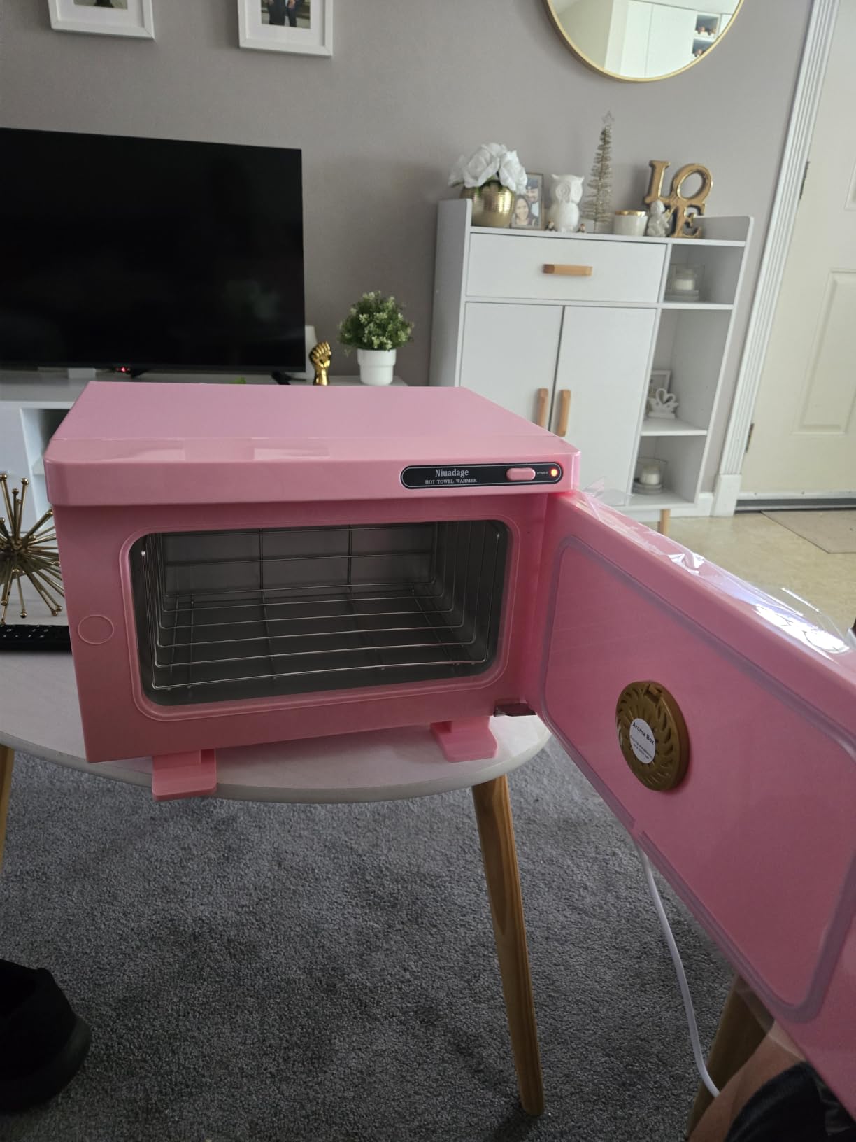 Hot Towel Warmer Cabinet,Facial & Spa Towel Caddy Warmer-Pink customer photo 2