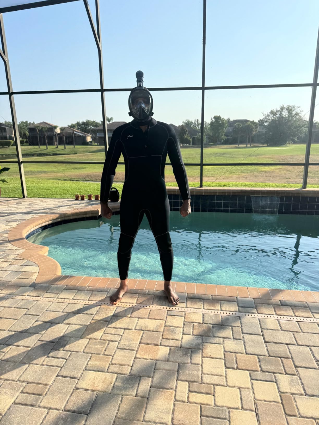 Hevto Men Wetsuit 3/2mm Neoprene Front Zipper for Surfing Diving customer photo 2