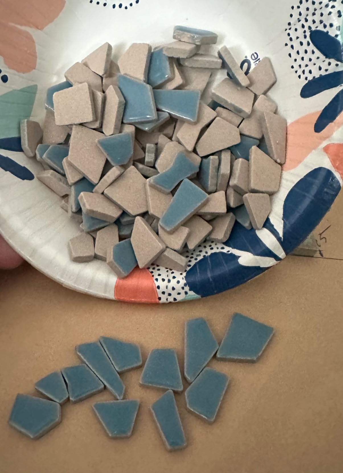 1.1LB Irregular Ceramics Mosaic Tiles, Mosaic Pieces Stones for DIY Mosaic Making Craft Hobby Arts Home Wall Decoration (Sky Blue) customer photo 1