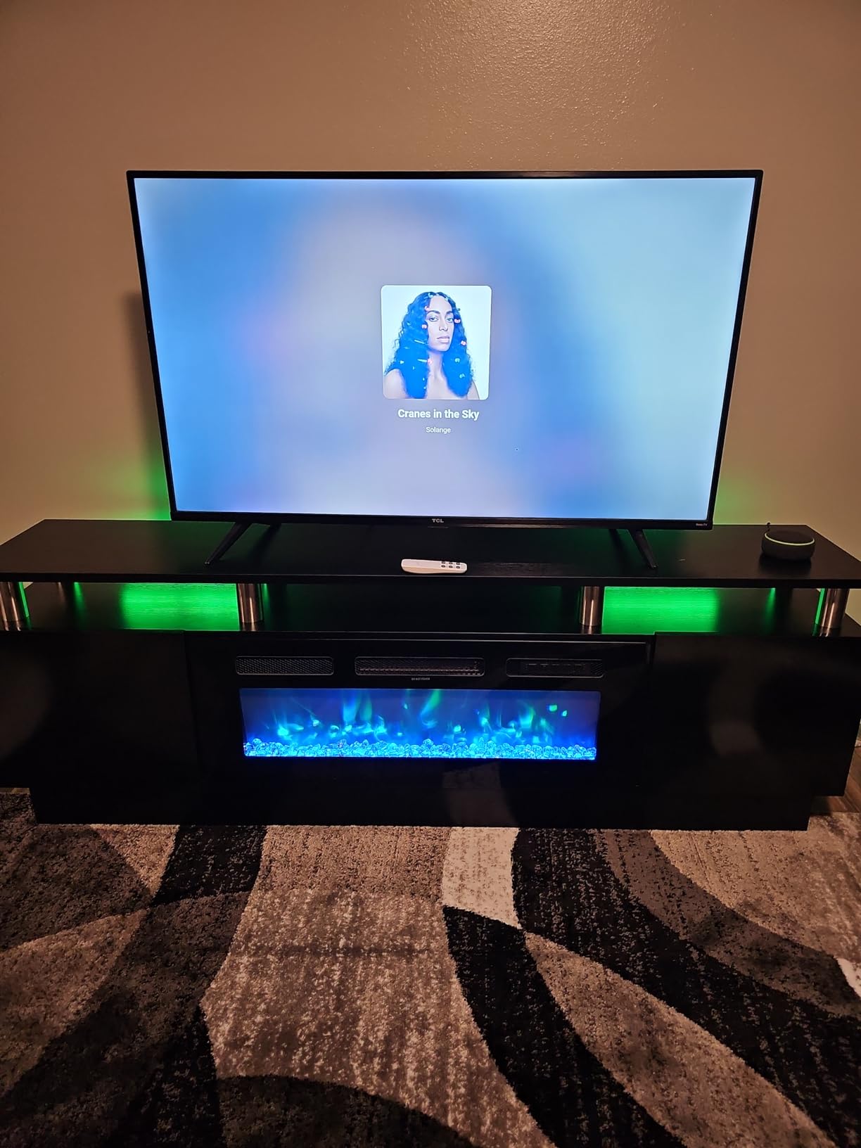 oneinmil Fireplace TV Stand with 36” Electric Fireplace, 2 Tier TV Console Stand for TVs Up to 90