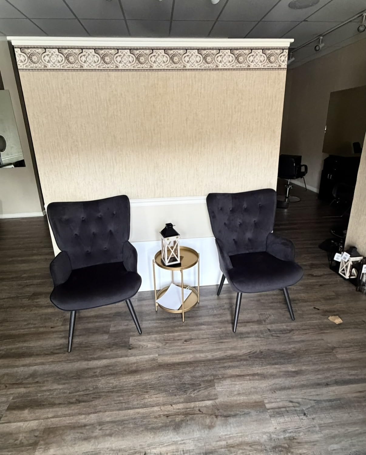 Furniliving PU Leather Accent Chair for Living Room, Upholstered Reading Chair with High Backrest, Tufted-Button Wingback Armchair for Bedroom, Dressing Room, Home Office, Brown customer photo 1