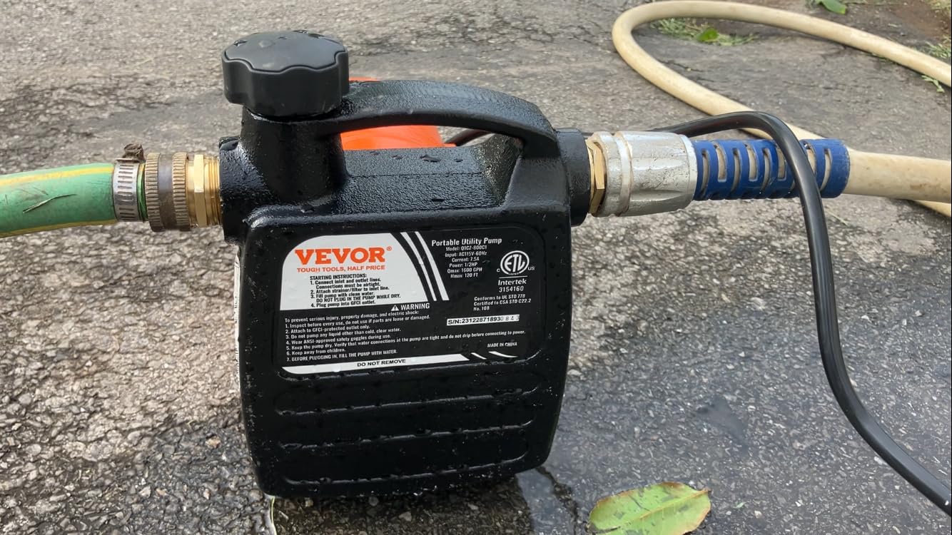 VEVOR Cast Iron Water Transfer Pump, 115V AC, 1600 GPH 1/2HP, Portable customer photo 2