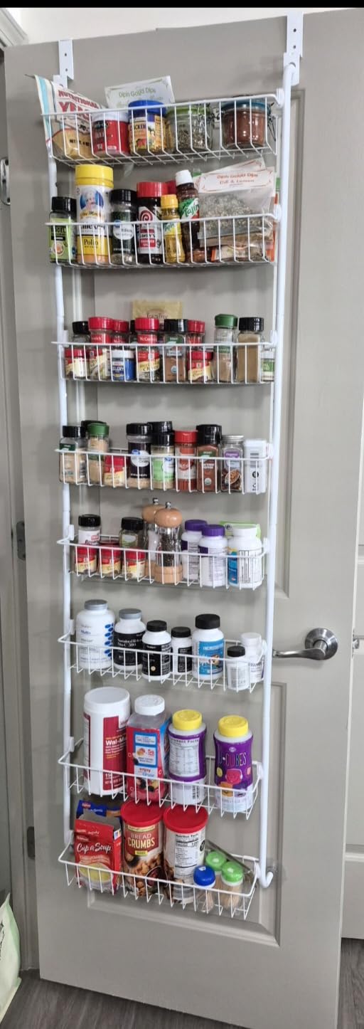 Delamu Over the Door Pantry Organizer, 6-Tier Metal Pantry Door Organization and Storage, Hanging Kitchen Basket Spice Rack Seasoning Shelves, Cabinet Door Organizer for Easy Install,D5xW18xH50inch customer photo 2