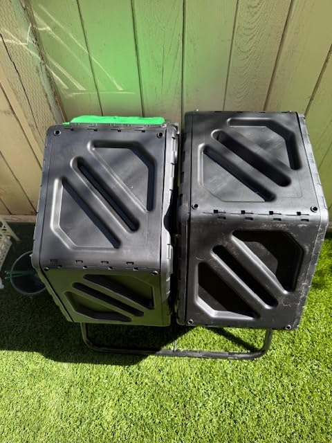 Goplus Compost Bin, Dual Chamber 34.5 Gal Compost Tumbler with 2 Rotating Chambers, Sliding Doors, High-Volume Outdoor Garden Composter, Rotating Composting Bin for Garden Yard, BPA Free customer photo 2