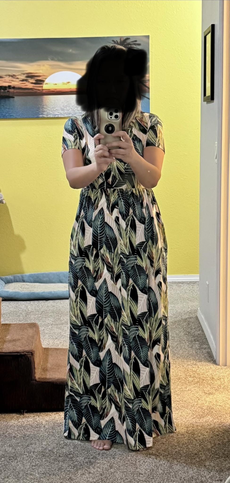 GRECERELLE Women Summer Casual Maxi Long Dress Short Sleeve Crew Neck with Pockets, Size S-3XL customer photo 1