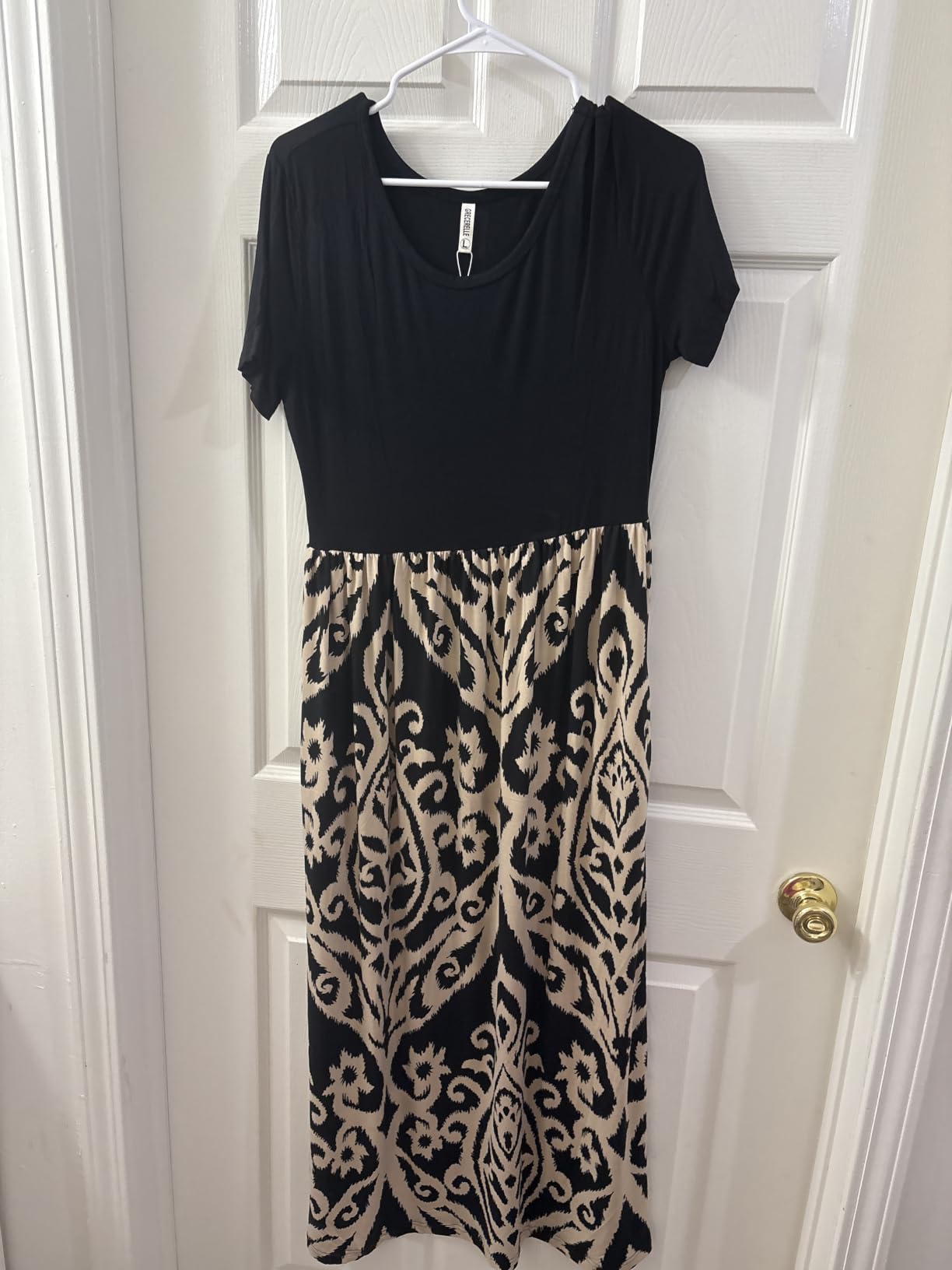 GRECERELLE Women Summer Casual Maxi Long Dress Short Sleeve Crew Neck with Pockets, Size S-3XL customer photo 2