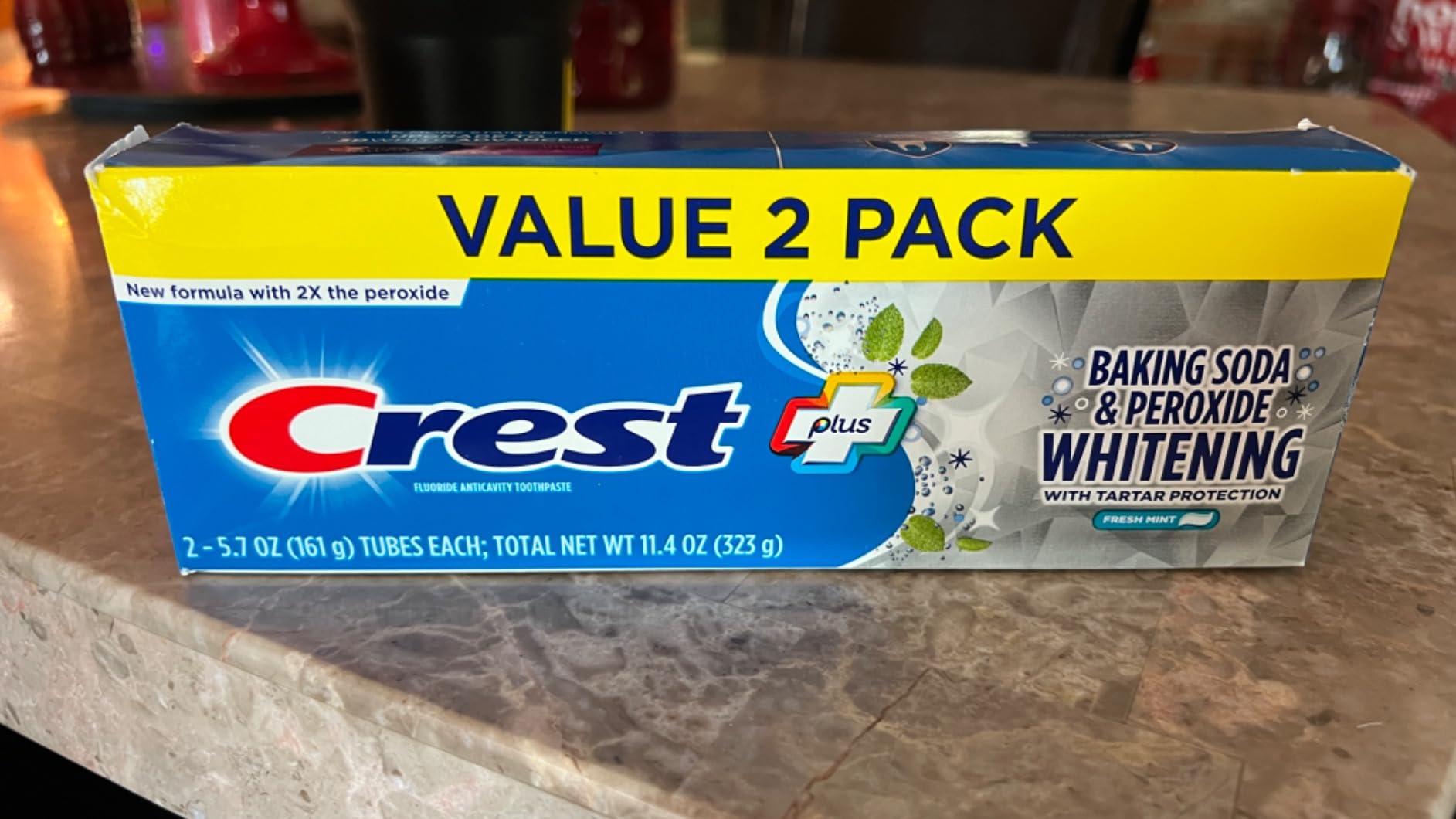Crest Cavity & Tartar Protection Toothpaste, Whitening Baking Soda & Peroxide,5.7 Ounce (Pack of 2) customer photo 1