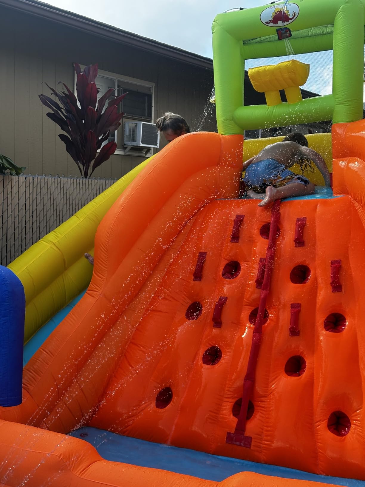 WELLFUNTIME Inflatable Water Slide, Bounce House with Water Bucket, Deep Pool, Climbing Wall with Rope, Bouncy Castle with Air Blower customer photo 2