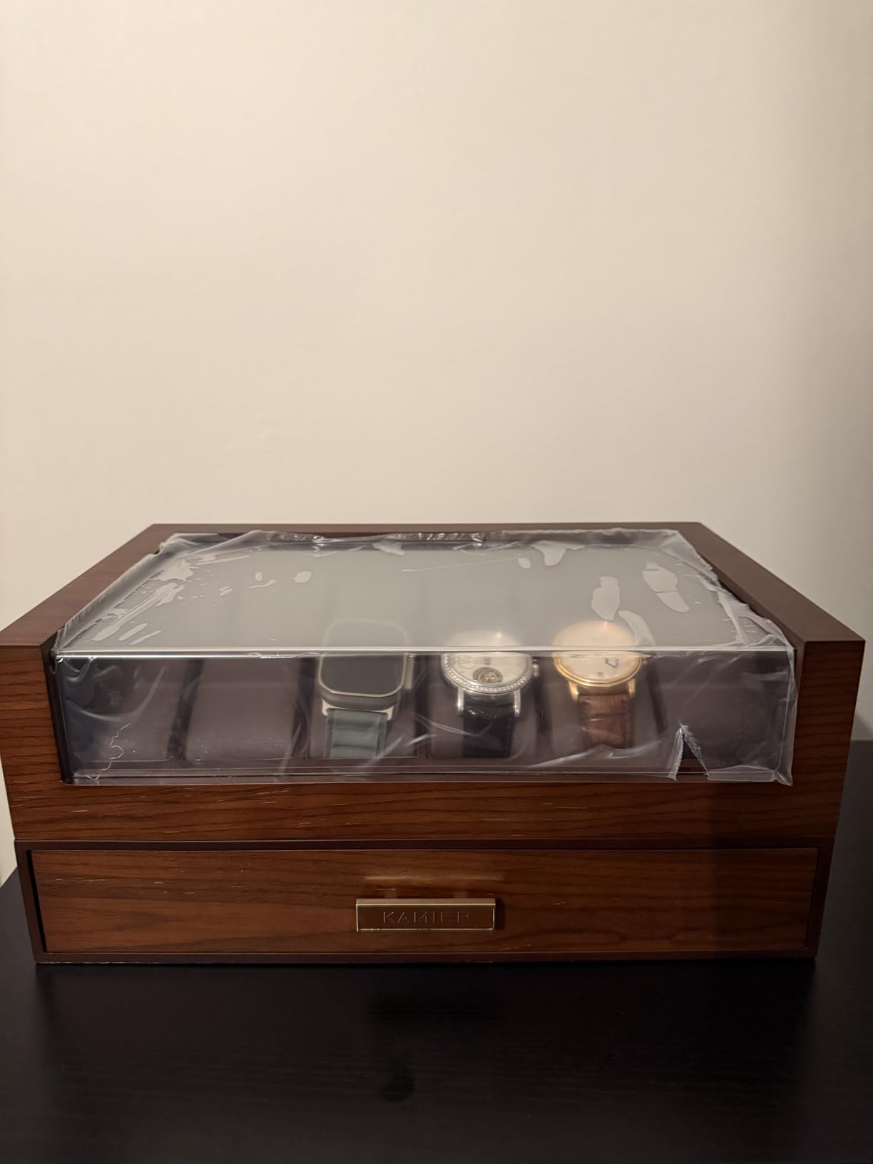 KAMIER High End Watch Box for Men, 12 Slot Wooden Watch Case With Drawer customer photo 1