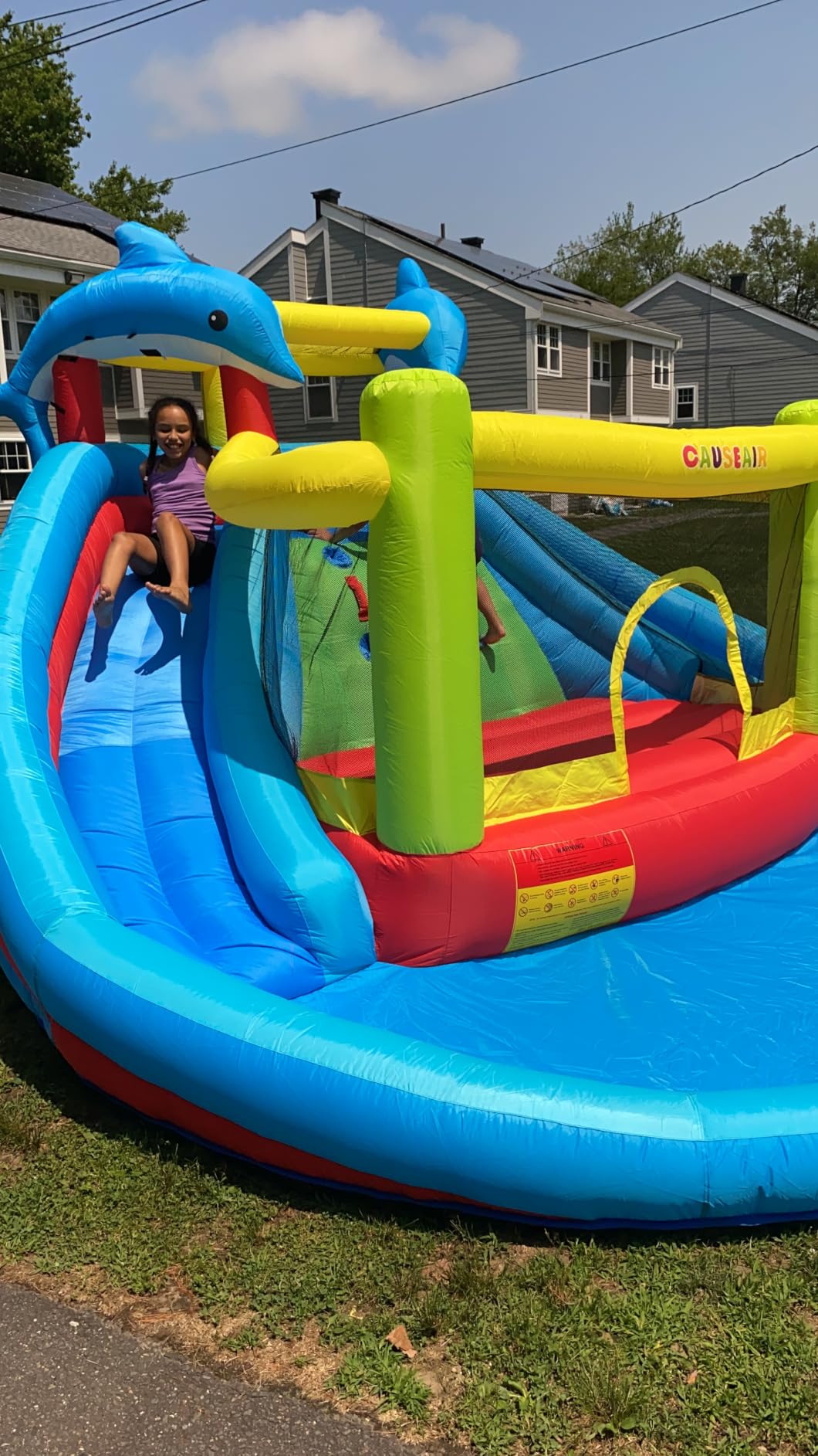 Causeair Inflatable Water Slide with Bounce House,Dolphin Styling,Splashing Pool,Double Water Cannon,Climbing Wall,Heavy Duty Air Blower,Inflatable Water Park Slide for Kids Backyard Summer customer photo 2