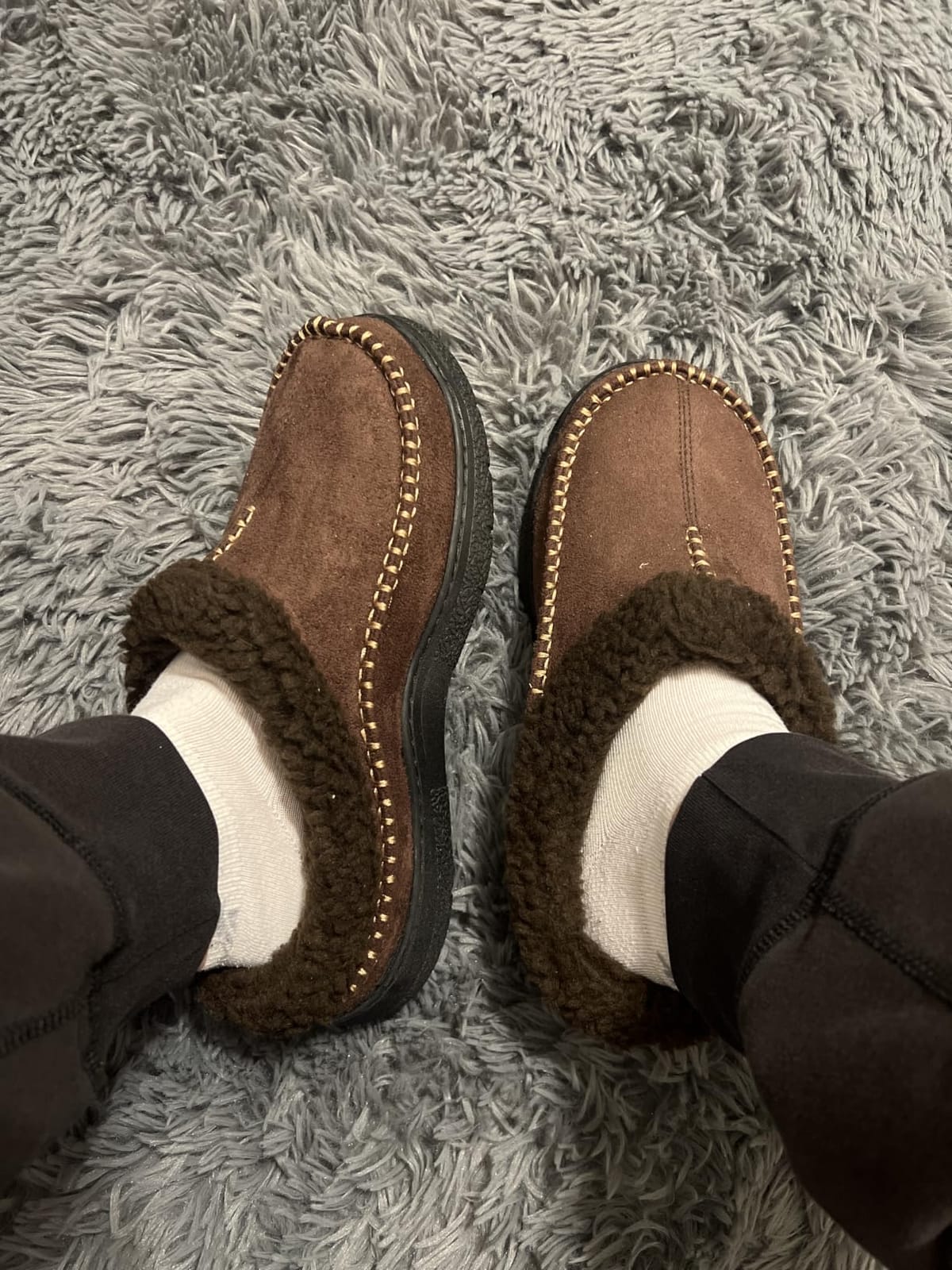 Zigzagger Men's Slip On Moccasin Slippers, Indoor/Outdoor Warm Fuzzy Comfy House Shoes, Fluffy Wide Loafer Slippers customer photo 1