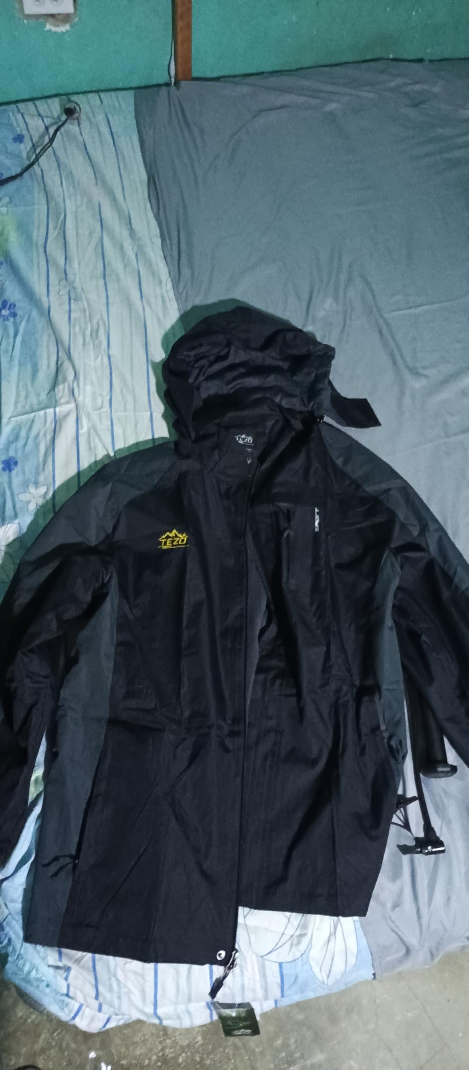 TEZO Mens Rain Jacket Waterproof with Hooded Hiking Coat Lightweight Windbreaker customer photo 1