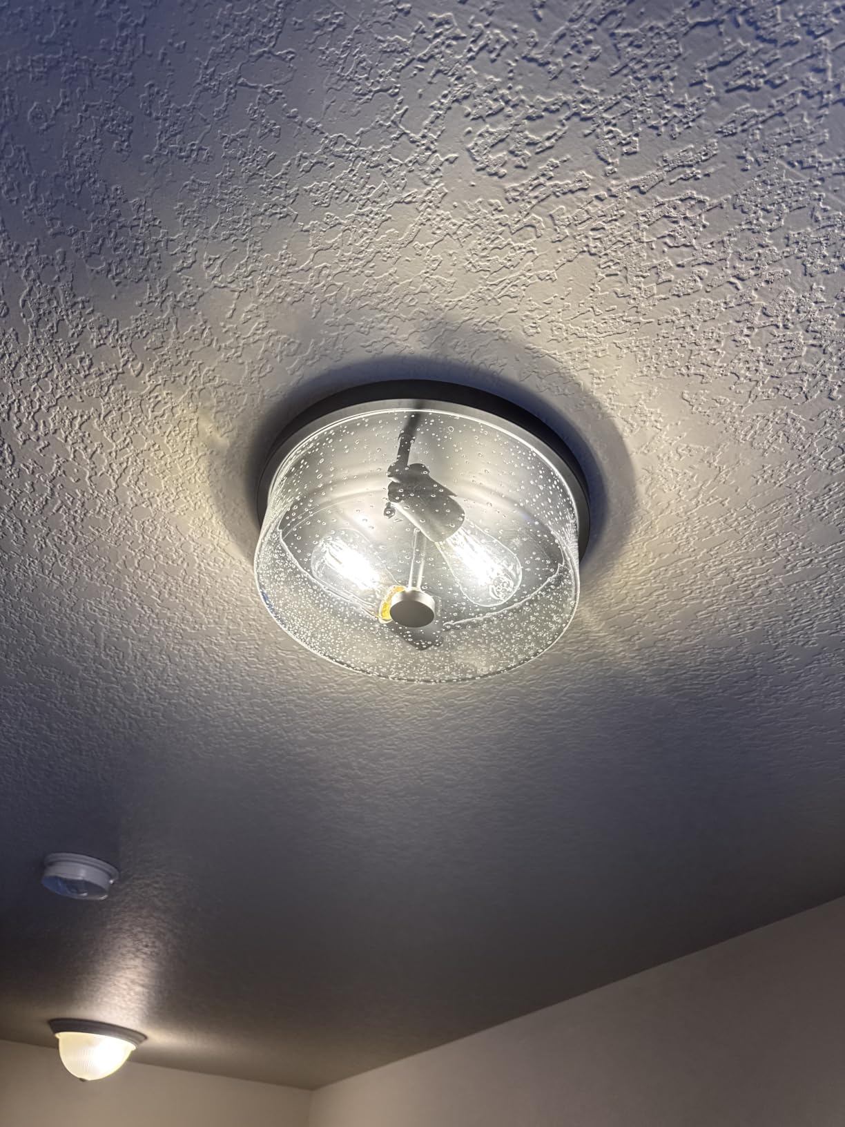 Black Flush Mount Ceiling Light Fixtures, 2-Light Ceiling Mount for Farmhouse with Seeded Glass Lampshade, Industrial Flush Mount Light Fixture Farmhouse for Hallway, Kitchen, Entryway and Foyer customer photo 1