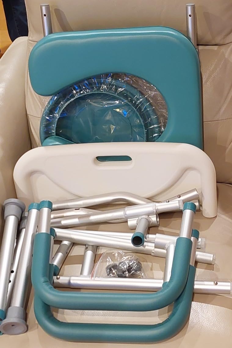 PELEGON Raised Toilet Seat with Handles (400lb) - Adjustable Height & Width Toilet Chair with Arms, Toilet Riser with Handles, Toilet Chair Over Toilet, Handicap Toilet Seat for Elderly (Teal) customer photo 2