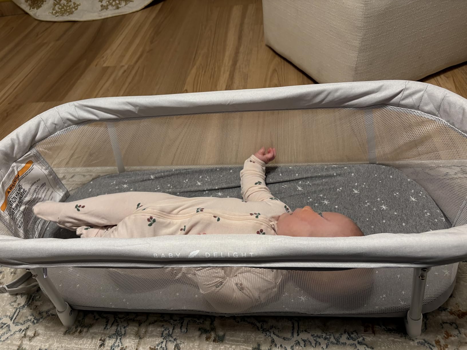 Baby Delight Snuggle Nest Bassinet, Portable Baby Bed, for Infants 0 – 5 Months, Charcoal Tweed customer photo 1